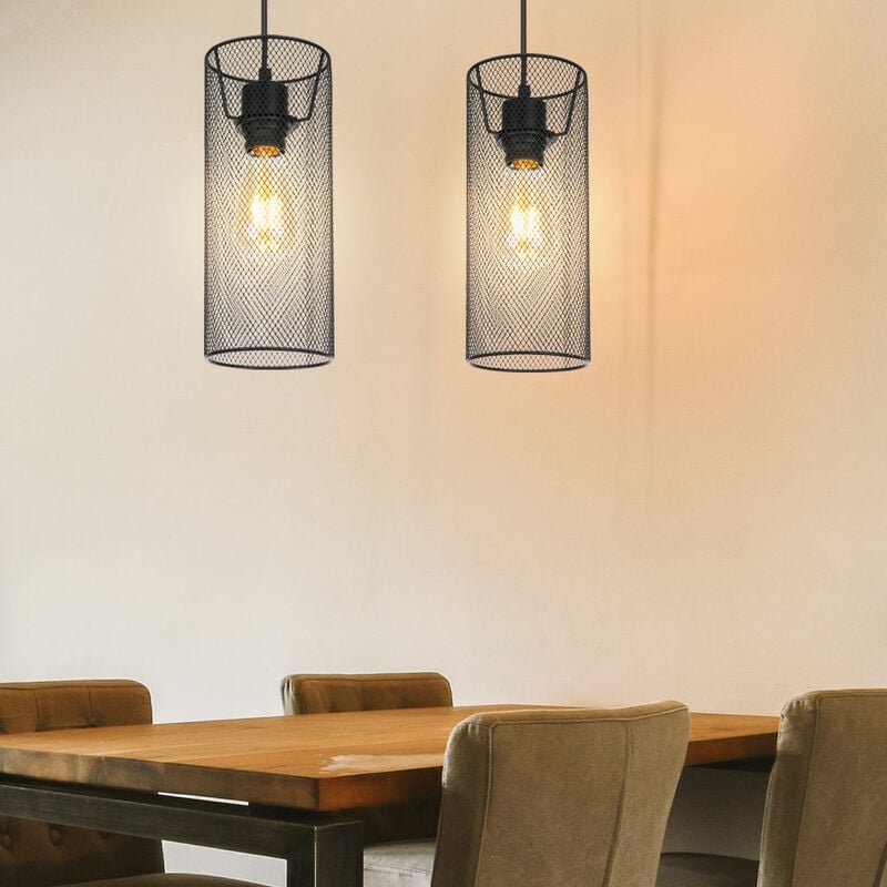 Hängeleuchte Pendelleuchte Metall schwarz Käfig Wohnzimmer Lampe Deckenleuchte im Käfig Design, Gitterform, 1x E27, DxH ...