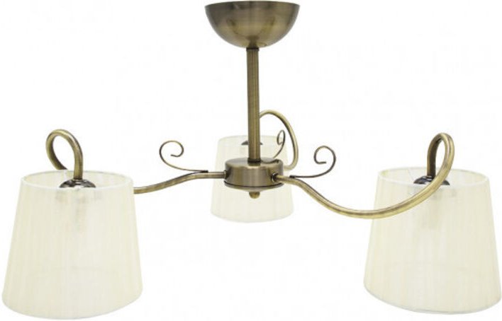 Fabrilamp - Cuzco Lampe de tres luces con pantalla beige, Cuero sat. 37x60x60 Cm