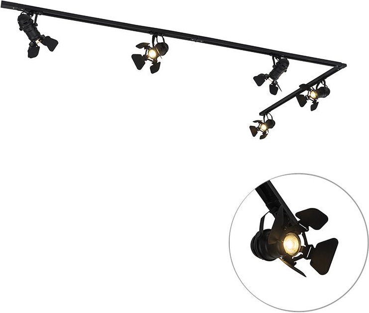 Schienensystem mit 5 Spots schwarz - Film