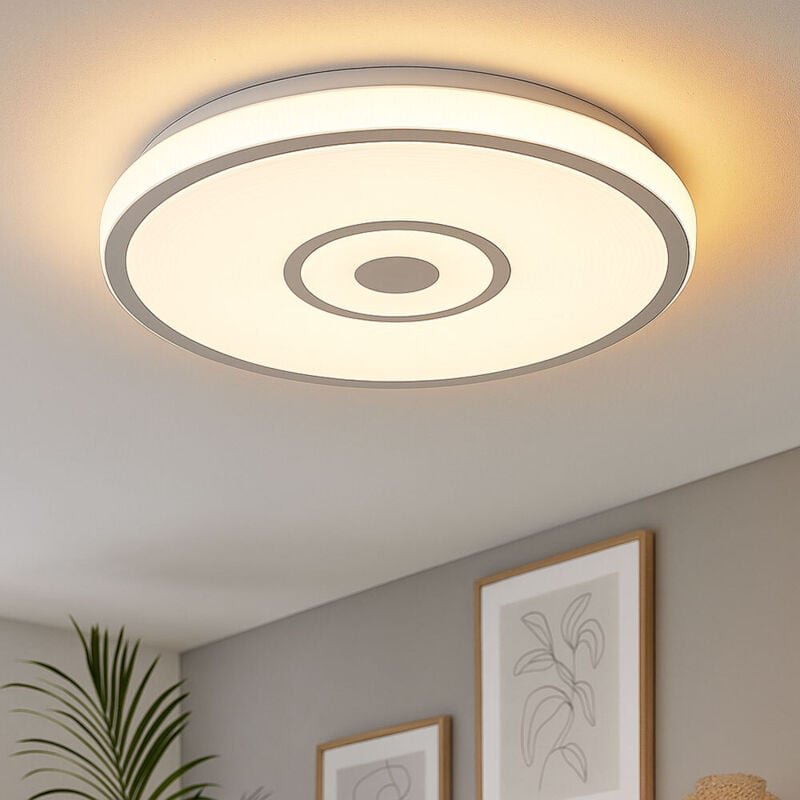 Deckenleuchte Deckenlampe Wohnzimmerleuchte LED, Metall Chromring Kunststoff, LED 24W 1500lm 3000-4000-6000K, DxH 38x5,5...
