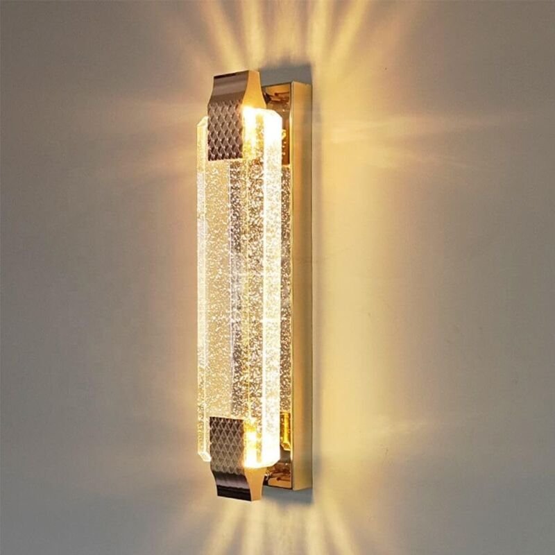 12W LED-Innenwandleuchte, moderne goldene Kristall-Wandlampe, 3000K warmes Licht, LED-Wandleuchte für Wohnzimmer, Schlaf...