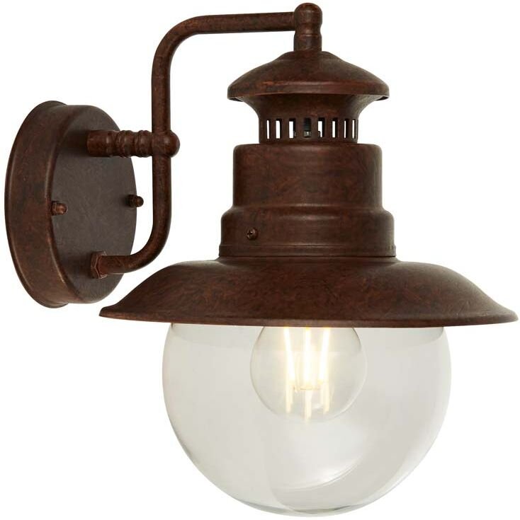 Searchlight - Wandlaterne Wandleuchte Außenlampe Stahl Rostbraun Glas klar E27 Hauswandlampe