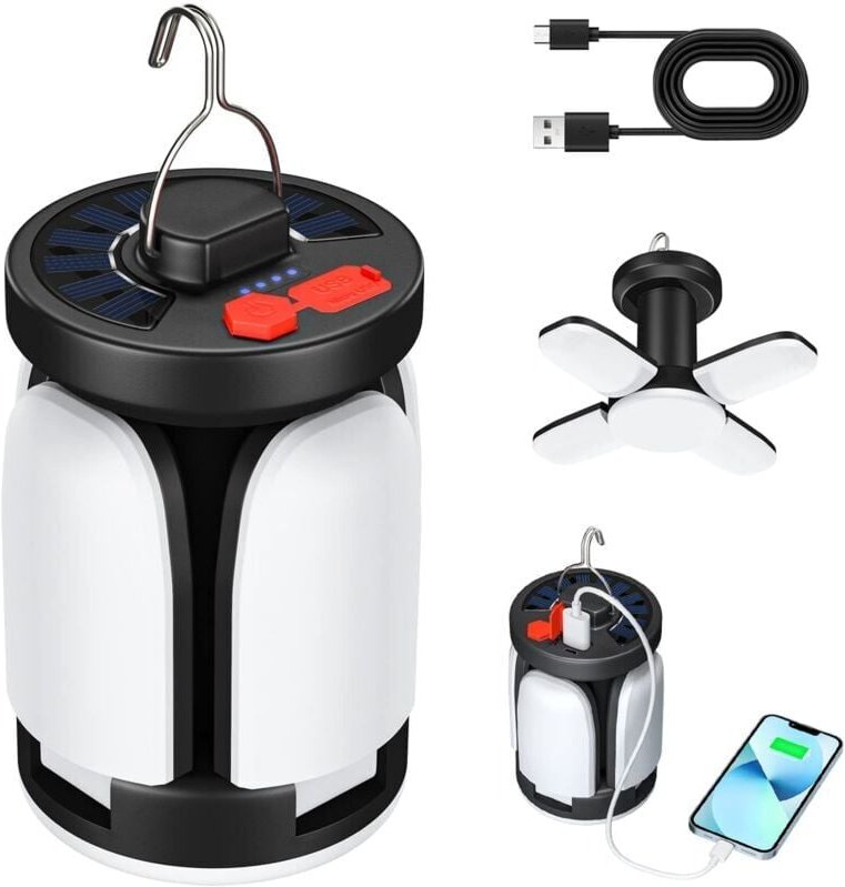 3600 mAh LED-Solar-Campinglicht-Laterne, wiederaufladbar über usb, 6 Modi, sos, wasserdicht, tragbar, IP67, wasserdicht,...