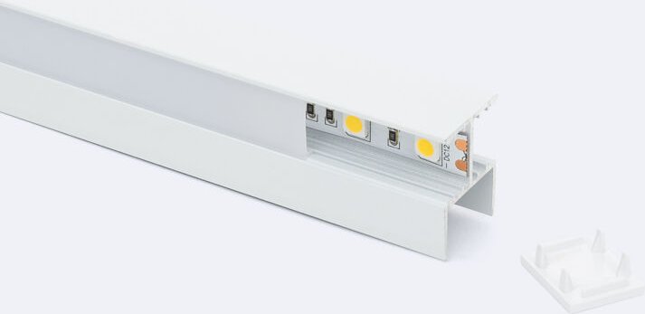 Aluminiumprofil Ablage mit durchgehender Abdeckung für LED Streifen 12 mm Weiß 4 m Weiß transluzent