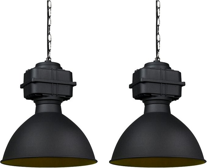 2er Set Industrie Hängelampen klein matt schwarz - Sicko