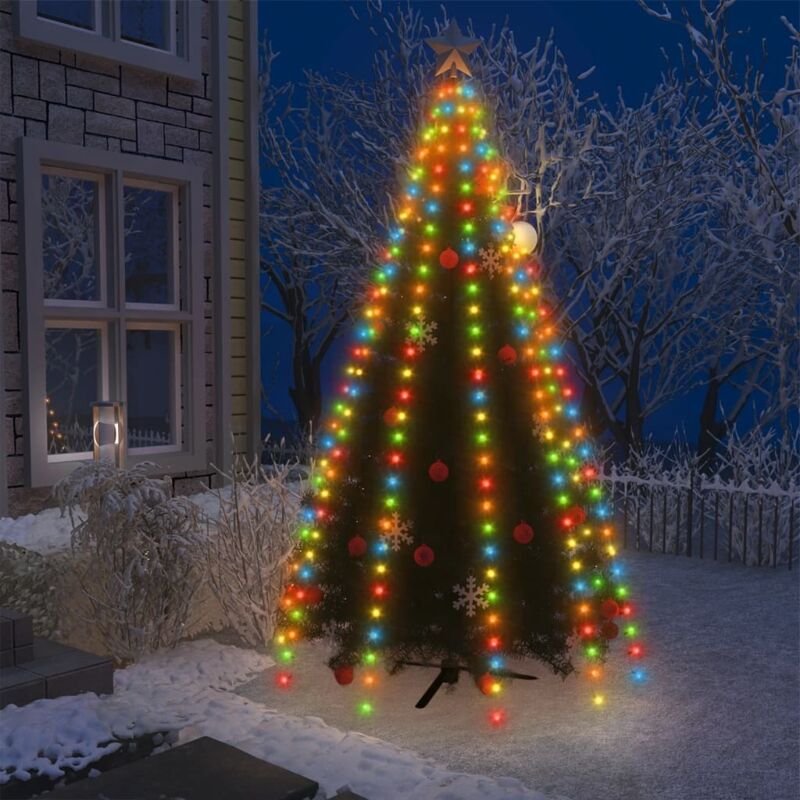 Weihnachtsbaum-Lichternetz mit 300 LEDs Mehrfarbig 300 cm Vidaxl