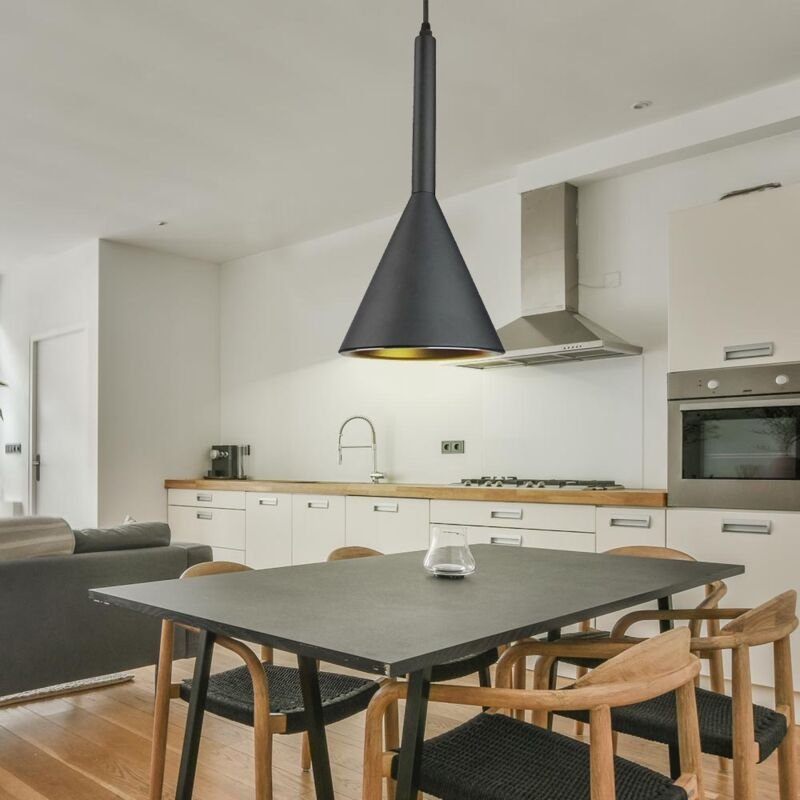 Hänge Leuchte Schlafzimmer Dielen Beleuchtung alu Pendel Lampe schwarz gold Vtac 3869