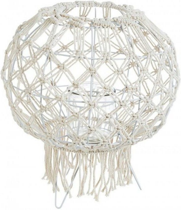 Laterne im Vintage-Stil aus weißem Makramee 38h cm