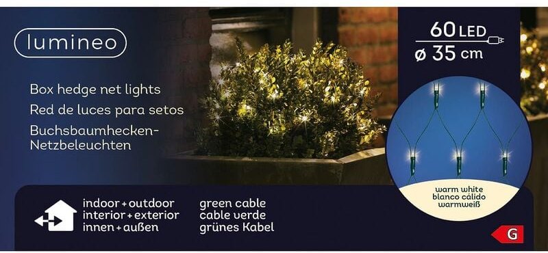 Thumbnail - Lumineo LED Buchsbaumkugelnetz Ø 35 cm 60 Lichter warmweiß