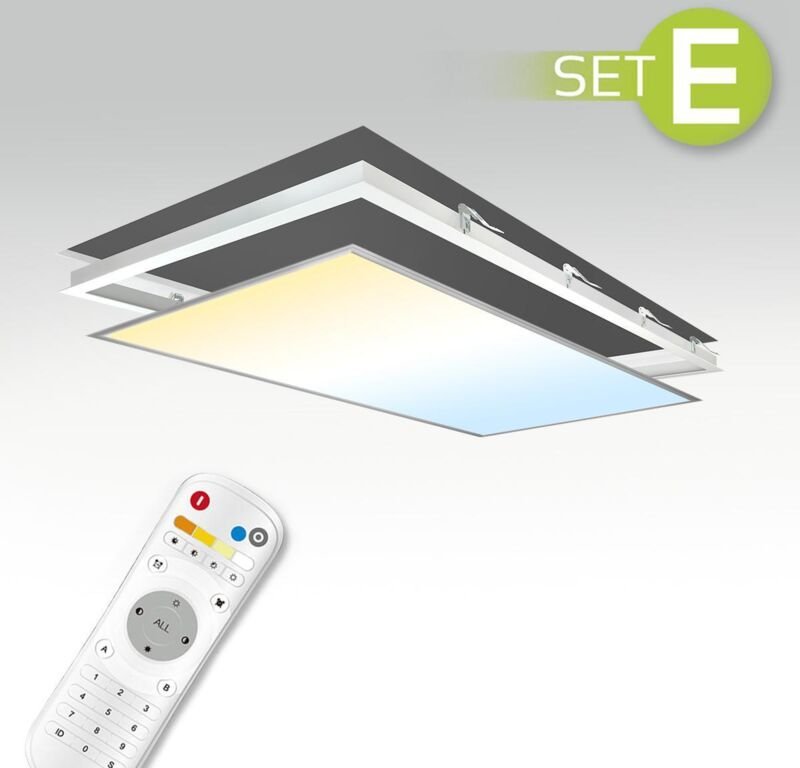 CCT LED Panel 120x60cm Einbauset 60W 3000K-6000K inkl. Fernbedienung und Einbaurahmen