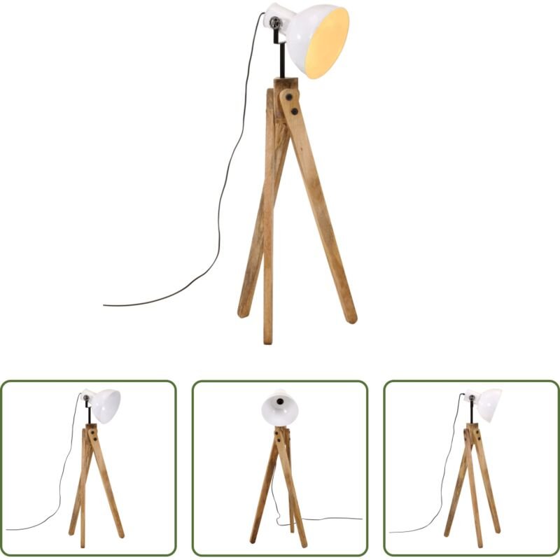 vidaXL Holzleuchte - Stehleuchte 25 W Weiß 45x45x120 cm E27