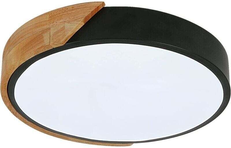 LED-Deckenleuchte, 24 W, rund und modern, aus Holz, kaltweiß 6000 K, Ø 30 cm, für Schlafzimmer, Küche, Wohnzimmer, Balko...
