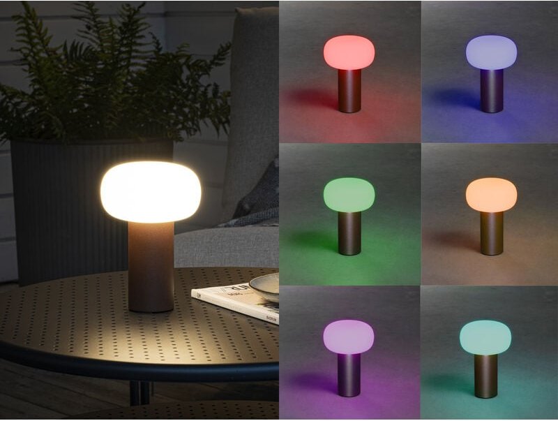Led Akku Outdoor Tischleuchte antibes mit rgb Farbwechsel, Rost Höhe 19cm