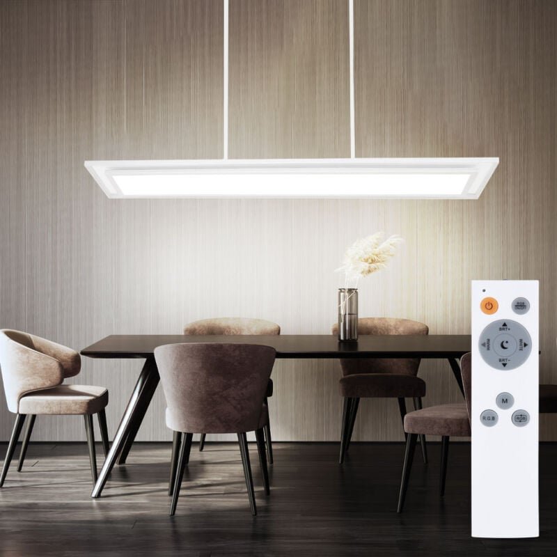Led Hängeleuchte Pendellampe Tageslichtlampe, Metall weiß, dimmbar rgb Farbwechsel Fernbedienung cct Memory/- Nachtlicht...