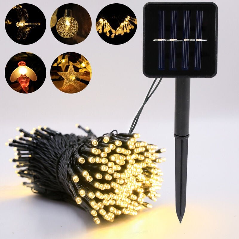 Solarbetriebene Lichterkette für den Außenbereich, 1 Packung, 12 m, 100 LEDs, wasserdicht, 8 Modi, dekorative Lichterket...