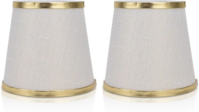 Set mit 2 E14-Lampenschirmen für Nachttische, kleine Stoff-Kronleuchter-Lampenschirme für Kristall-Wandleuchten, 11 x 15...
