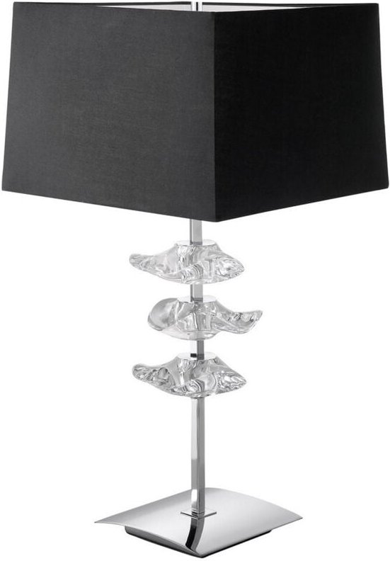 Inspired Mantra Akira Tischlampe 2-flammig E27, poliertes Chrom mit schwarzem Schirm