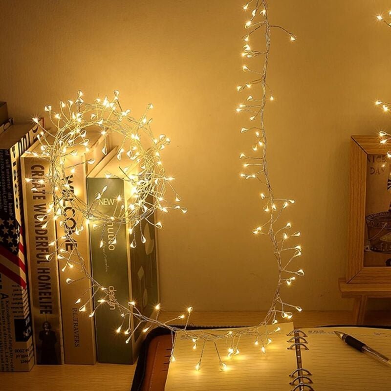 6 m lange Lichterkette mit 200 LEDs, 8 Modi, Kupferoptik, für Schlafzimmer, Kränze, Kamin, Hochzeiten, Weihnachten, warm...