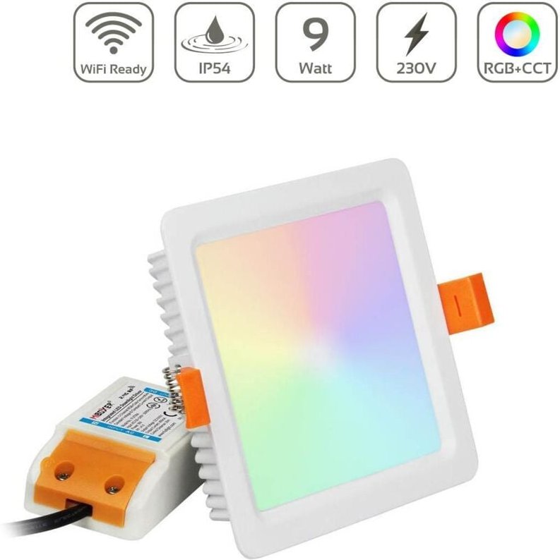Thumbnail - MiBoxer RGB+CCT LED Einbaustrahler eckig weiss 9W 120x120mm 2.4GHz WiFiready FUT064