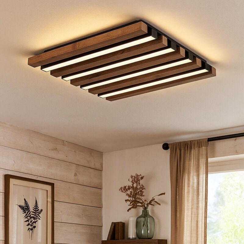 Thumbnail - Deckenlampe Deckenleuchte Holzleuchte Wohnzimmerlampe braun led l 30 cm