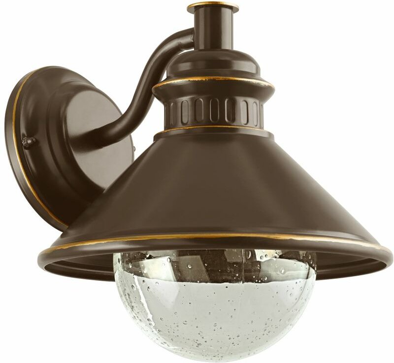 Außenwandleuchte Braun IP44 E27 Glas Metall Maritim Außenwandlampe Haus Garten