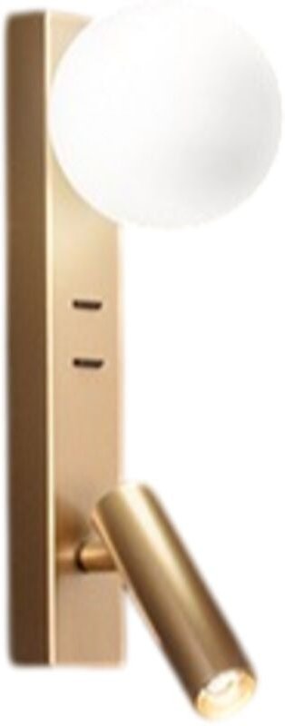 Fog - Nachttisch-Wandleuchte mit USB und USB-C, 3 W LED + G9, weiße Kugel, 3000 K, verstellbarer Körper, Glasdiffusor - ...