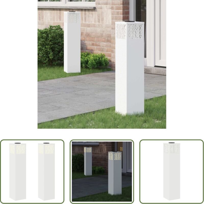 vidaXL Solarlicht - Solar LED Weg Licht 2 pcs Weiß Kalt gewalzter Stahl
