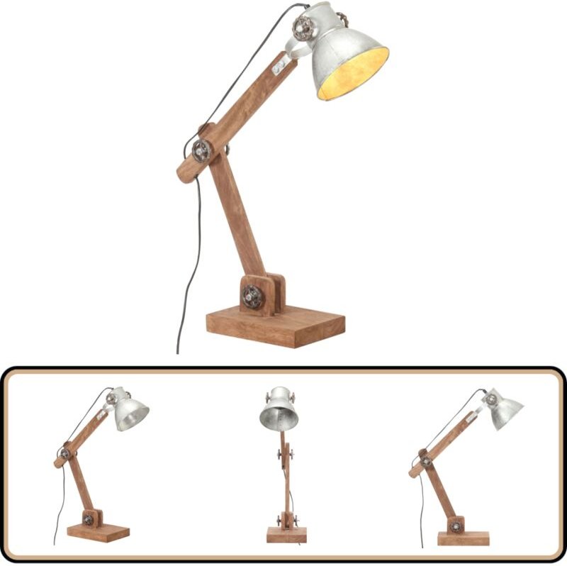 Schreibtischlampe Industriestil Silbern Rund 58x18x90 cm E27 - Tischlampe - Industrielampen - Stehlampe - Wohnzimmer Dek...