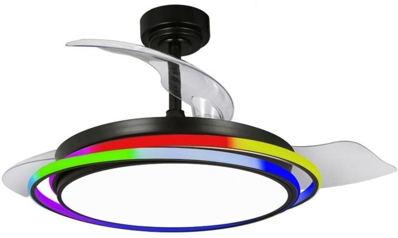 Antila rgb Schwarzer LED-Lüfter 65W 6500Lm cct Dim