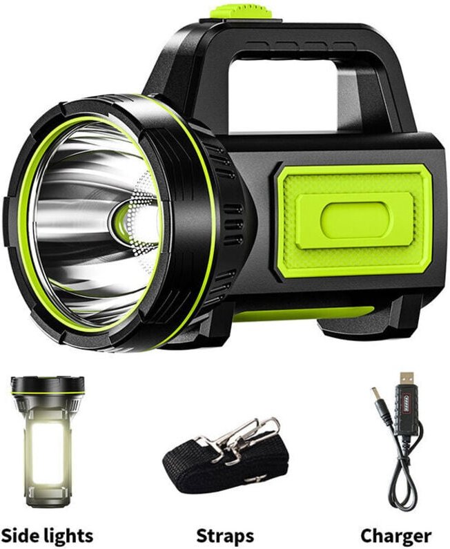 Thumbnail - Leistungsstarke mAh-LED-Taschenlampe mit USB-Aufladung und Seitenlicht, wasserdichte Taschenlampe für Notfälle beim Wand...