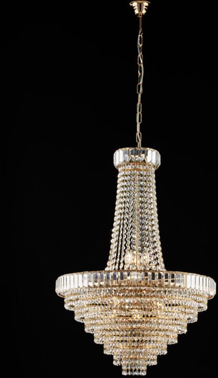 Bonetti Illumina - Vladimir - Kronleuchter aus Eisen und goldenem Messing mit Strasssteinen 11 Lichter 152 - Ø62 - BL263...