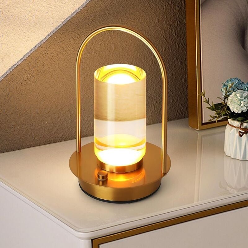 Kabellose dimmbare LED-Tischlampe – dimmbare Touch-Tischlampe – 3 Farbtemperaturen – tragbare Kristall-Tischlampe für de...
