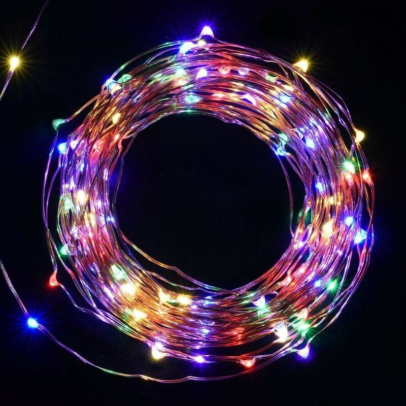 10m LED Lichterkette Outdoor Indoor USB Kupferdraht Weihnachtsdeko, bunt