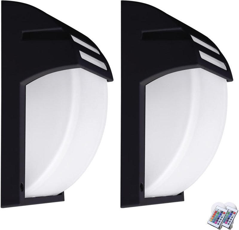 2er Set Wand Lampen Fernbedienung Balkon Außen Leuchte dimmbar im Set inkl. RGB LED Leuchtmittel