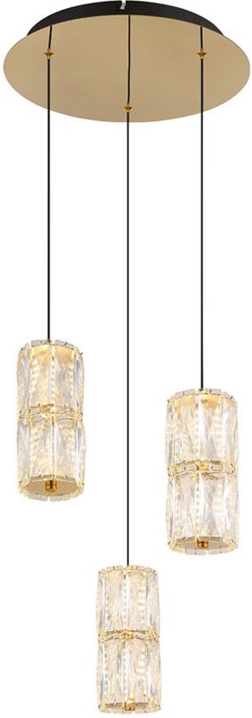 Kristalllampe Pendelleuchte Hängeleuchte 3-Flammig led gold antik klar Esszimmer