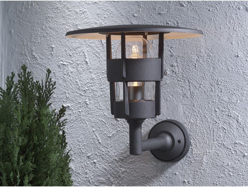 Konstsmide - Außenwandleuchte / Laterne freja, Alu schwarz, Hausbeleuchtung modern