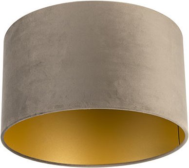Velours Lampenschirm taupe 35/35/20 mit goldenem Interieur