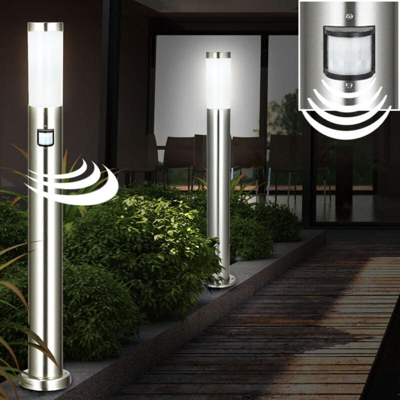 Etc-shop - 2er Set Außen Leuchten Edelstahl Steh Lampen Haus Tür Bewegungsmelder IP44 Garten Beleuchtung