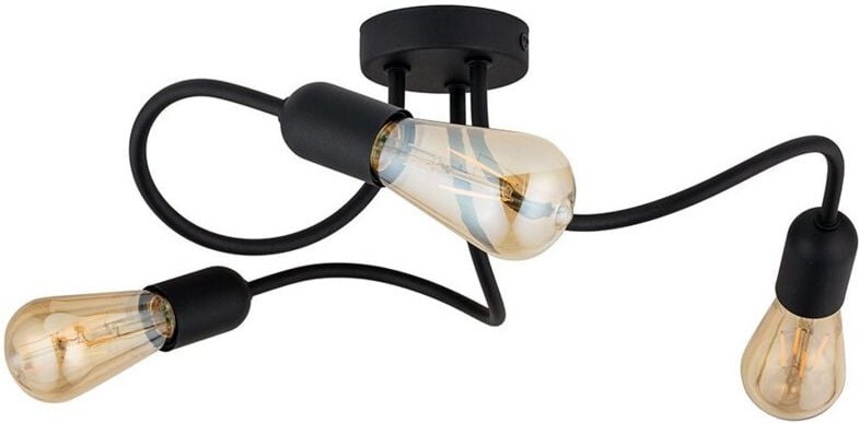 TK Wave Mehrarmige, halbbündige Deckenleuchte, Schwarz, 3 x E27