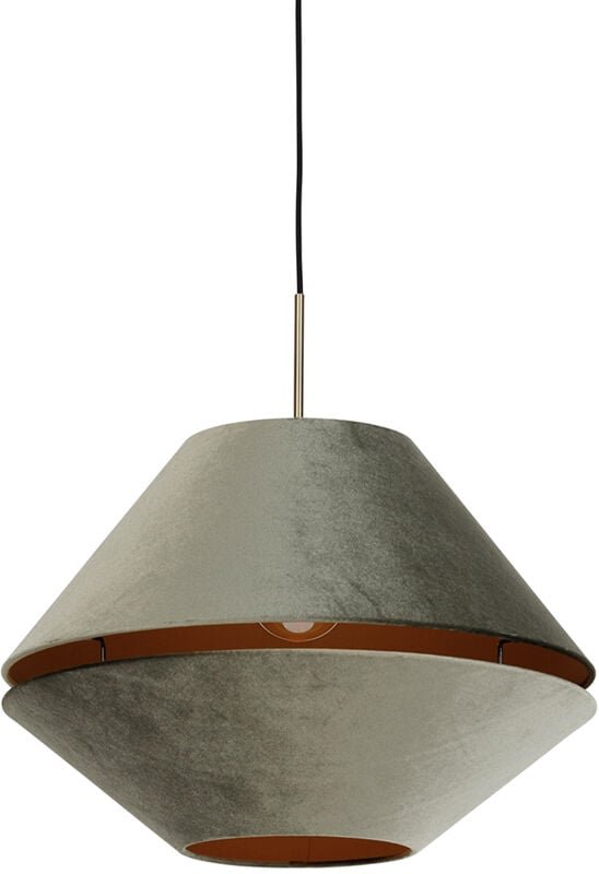 Moderne Hängelampe Bronze mit doppeltem Samtschirm Grün - Combi 1
