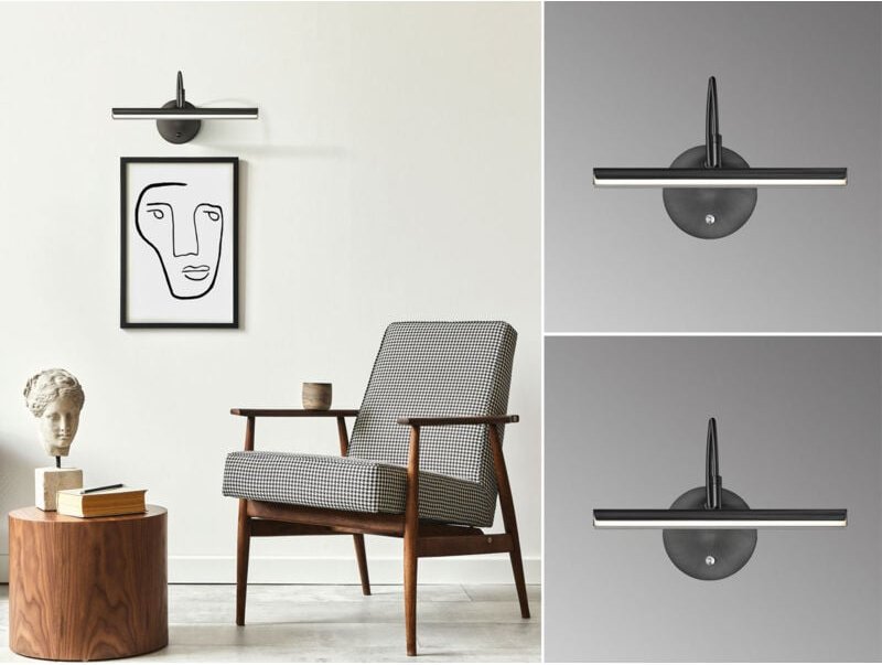 2er set led Wandlampen Schwarz mit Schalter dimmbar, Breite 43cm