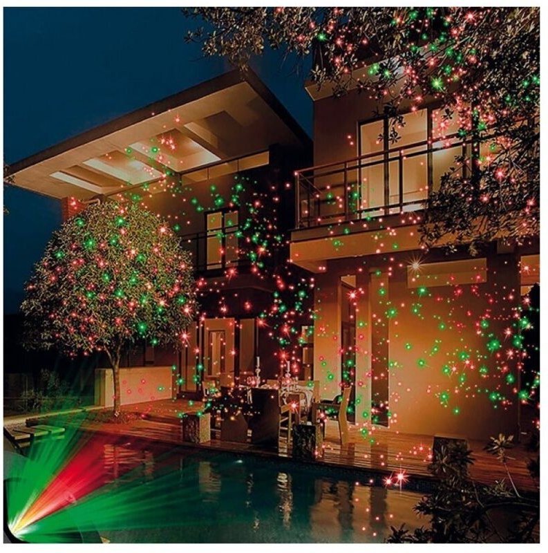 Laserprojektor mit rot/grün blinkendem Licht, Bewegung und Mustern