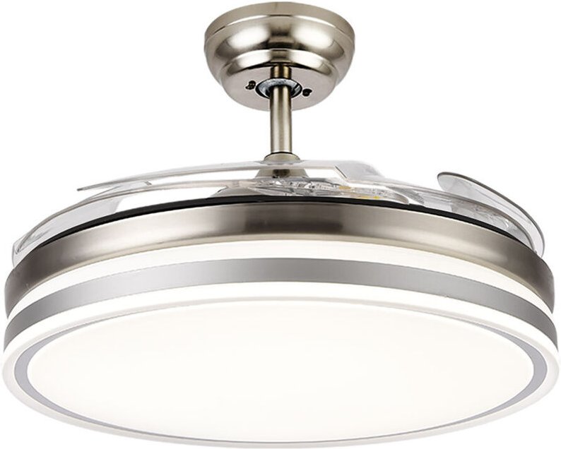 FABRILAMP - Deckenventilator LED 59W LED Deckenventilator mit Licht LED 59W Motor DC Modell BAYOMO NIQUEL 4 einziehbare ...