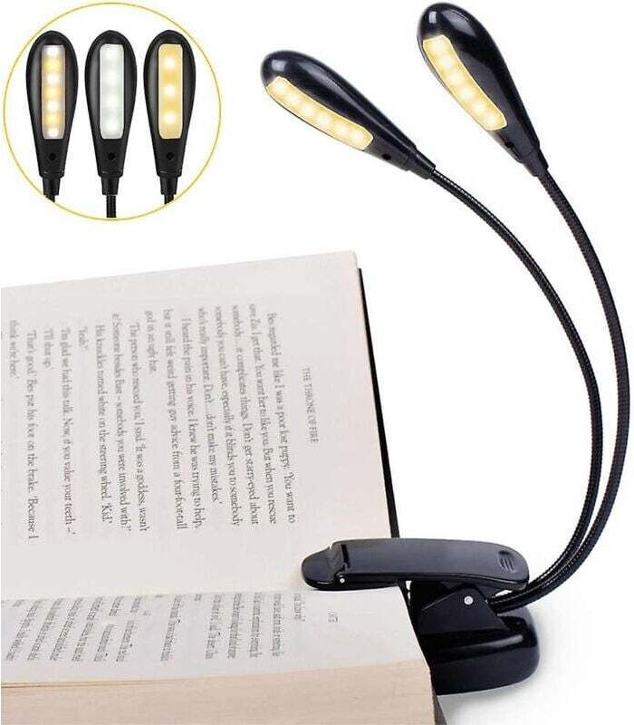 Thumbnail - Lampe de lecture rechargeable à 14 LED, lampe de lecture à pince, lampe de bureau, réglage de la luminosité sur 3 niveau...