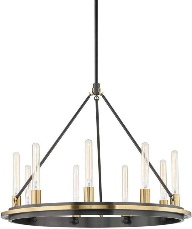 Chambers 9-Licht-Anhänger im Alter von Messing, Glas