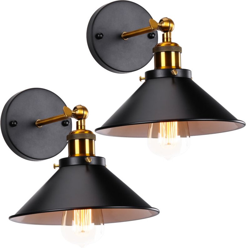 2 Stücke Wandleuchte Vintage 180° Verstellbare Wandlampe Industrielle E27 aus Eisen Käfig Lampenschirm Deckenleuchte für...