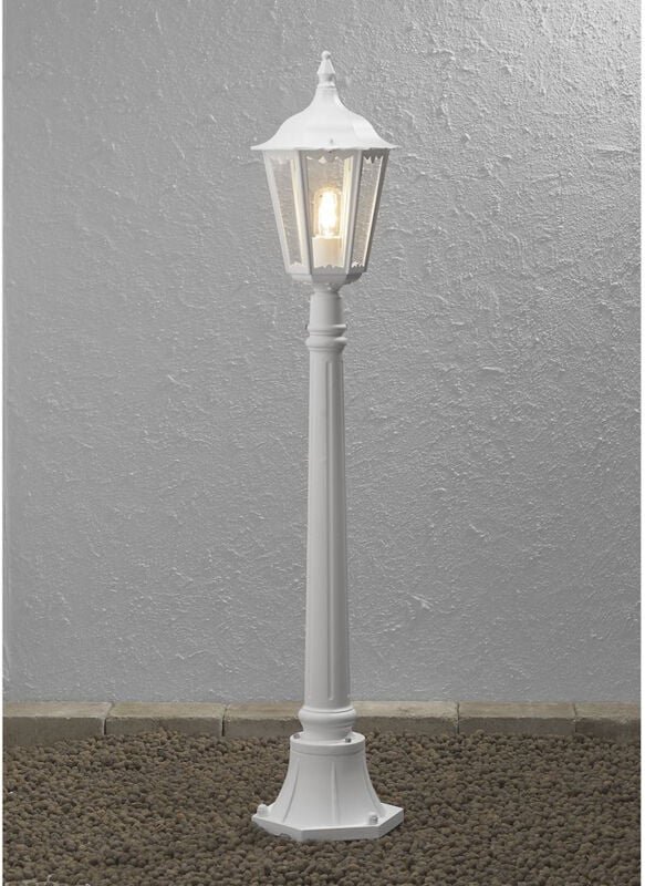 Konstsmide - Weiße Wegeleuchte firenze Aluminium, inkl. Pfahl und Fundament