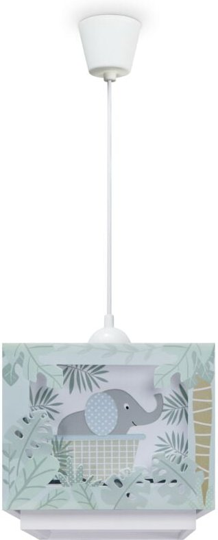 Kinderzimmer Hängelampe Lampenschirm Stoff Regenbogen Stern Löwe Dino Mond Pendelleuchte - Typ 8, Grün - Paco Home