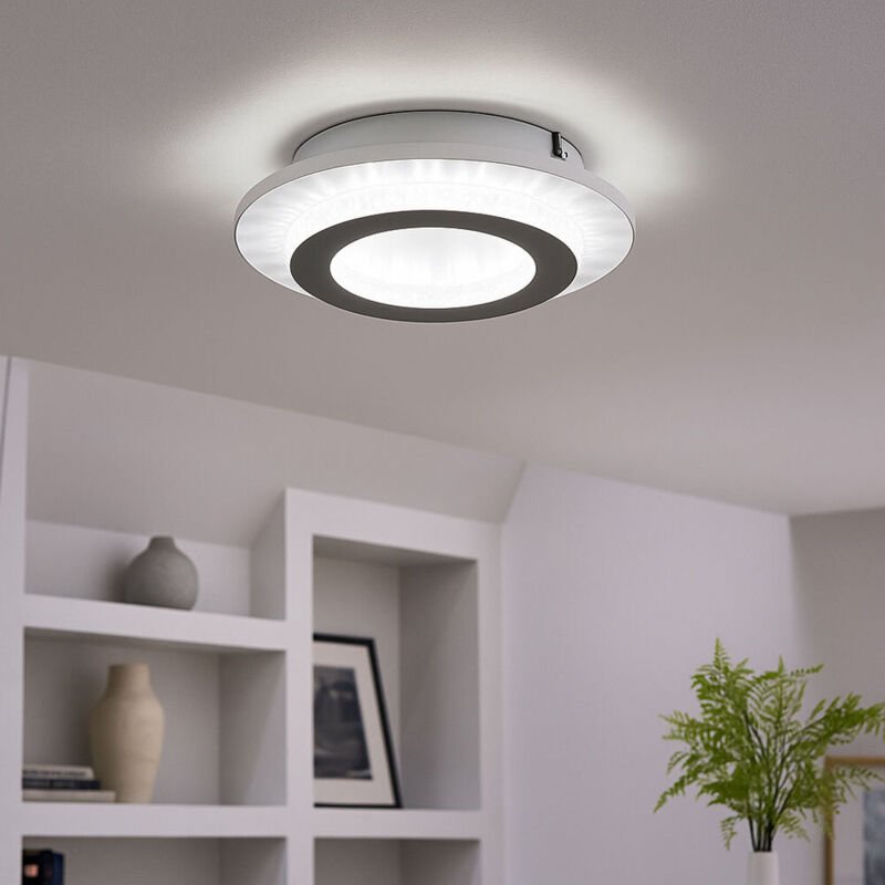 Globo Lighting - Deckenleuchte mit verstellbarer Lichtfarbe Wohnzimmerlampe Kristalle led Deckenlampe grau weiß, 12W 470...