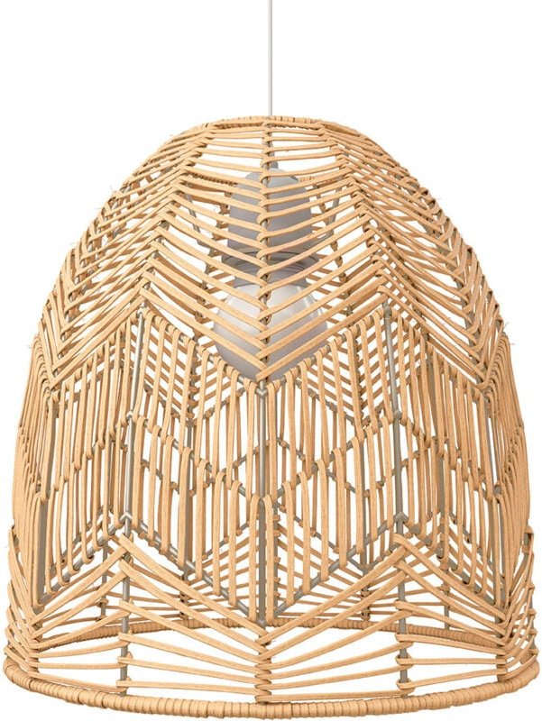 Privatefloor - Rattan-Deckenlampe - Pendelleuchte im Boho-Bali-Design - Bu Leichtes Naturholz